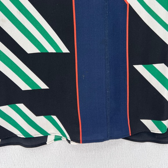 DEREK LAM 10 CROSBY Dress Womens 0 Black Green Geometric Print Silk Strappy Mini - Picture 15 of 16